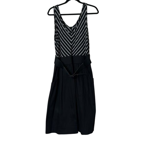 City Chic Ahoy Sailor Belted Fit Flare Dress Sleeveless Black White Nautical 20 - Picture 10 of 13
